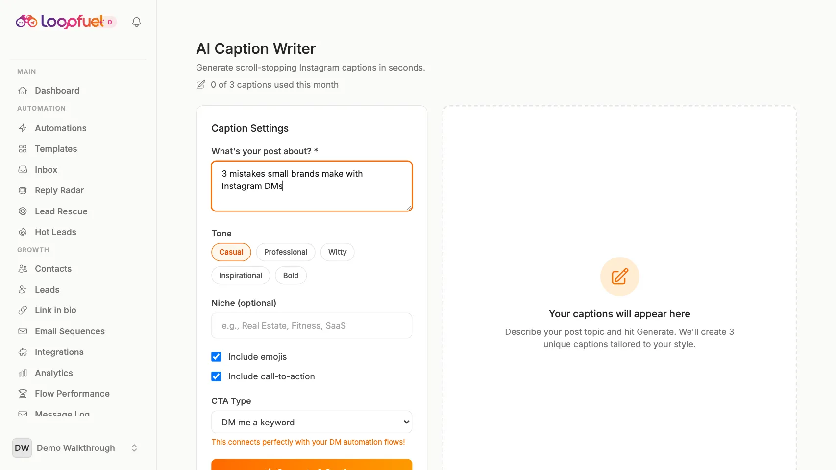 Create with Content Studio in LoopFuel