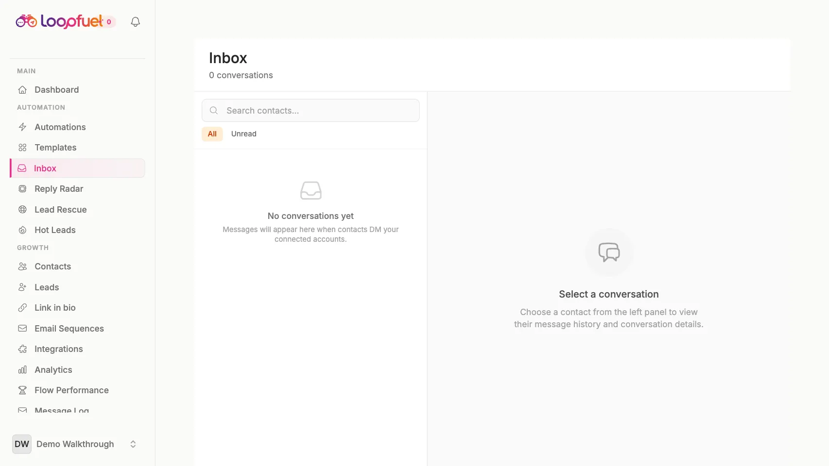 Work the unified inbox in LoopFuel