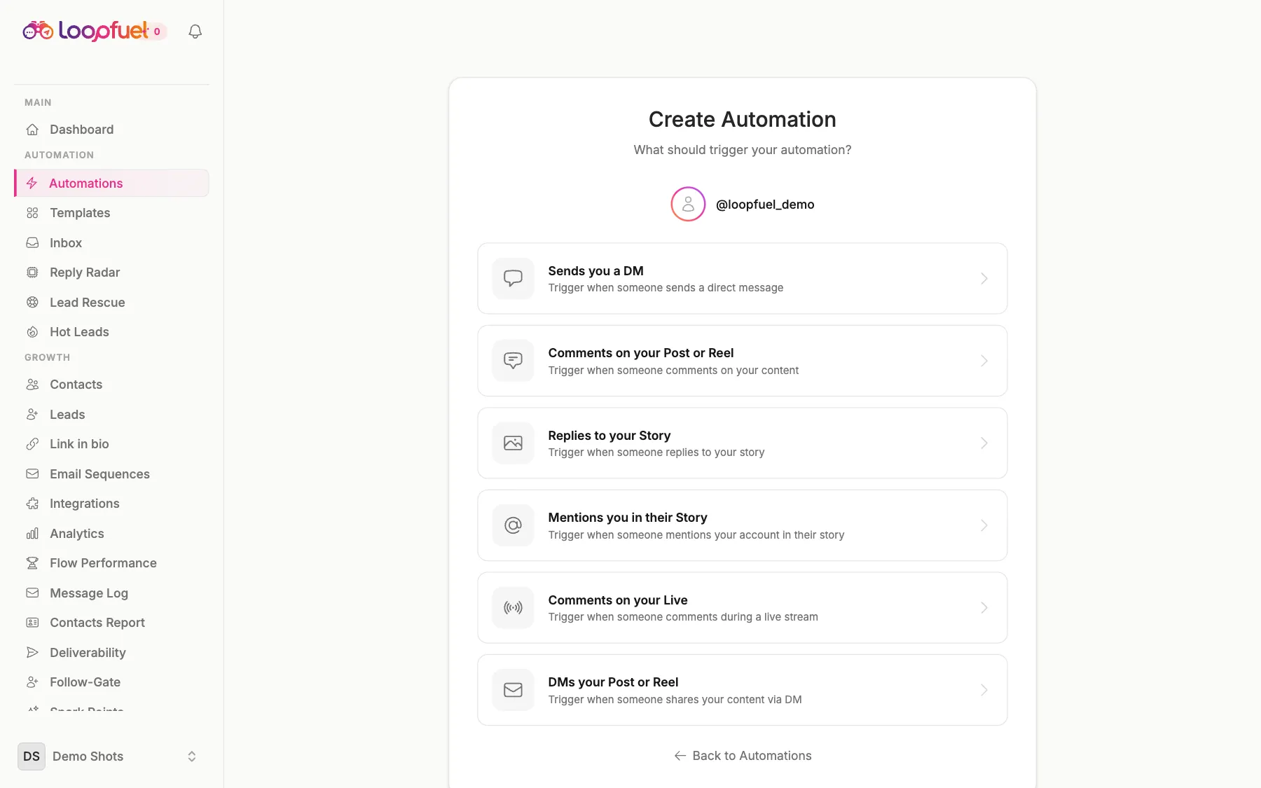 Set keyword triggers in LoopFuel